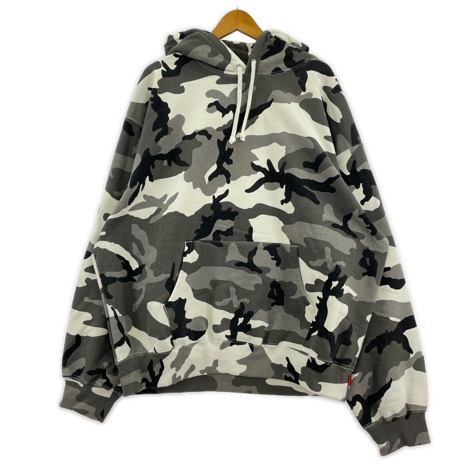 パーカー Supreme 26SS Satin Applique Hooded Sweatshirt XL スノーカモ ブラック