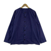 長袖シャツ CASEY-CASEY PAPER COLLARLESS SHIRT 製品染ノーカラーシャツ S ネイビー S ネイビー
