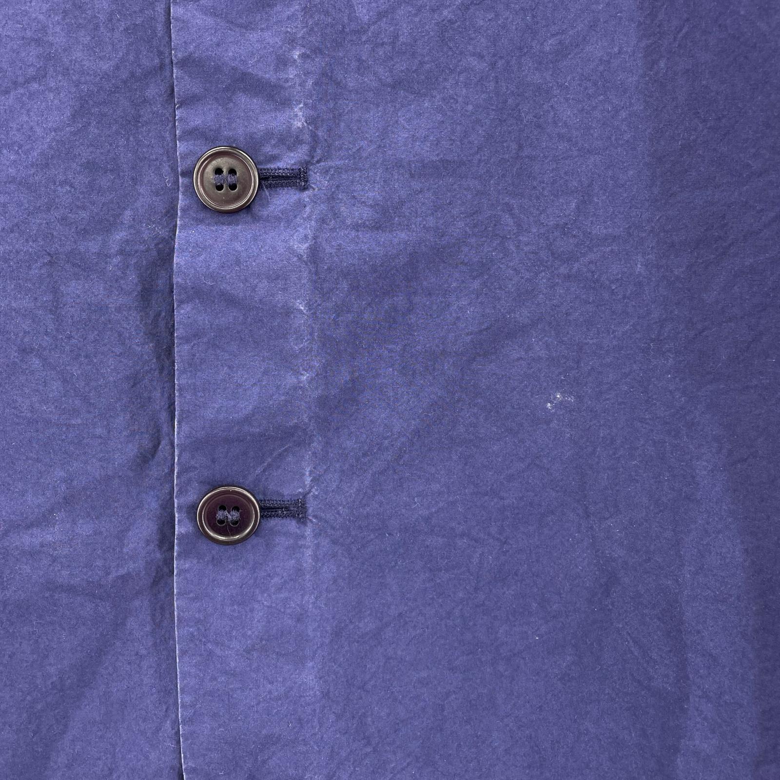 長袖シャツ CASEY-CASEY PAPER COLLARLESS SHIRT 製品染ノーカラーシャツ S ネイビー S ネイビー