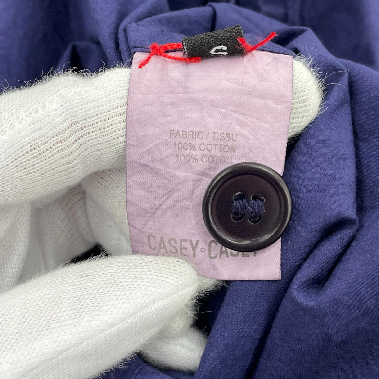 長袖シャツ CASEY-CASEY PAPER COLLARLESS SHIRT 製品染ノーカラーシャツ S ネイビー S ネイビー