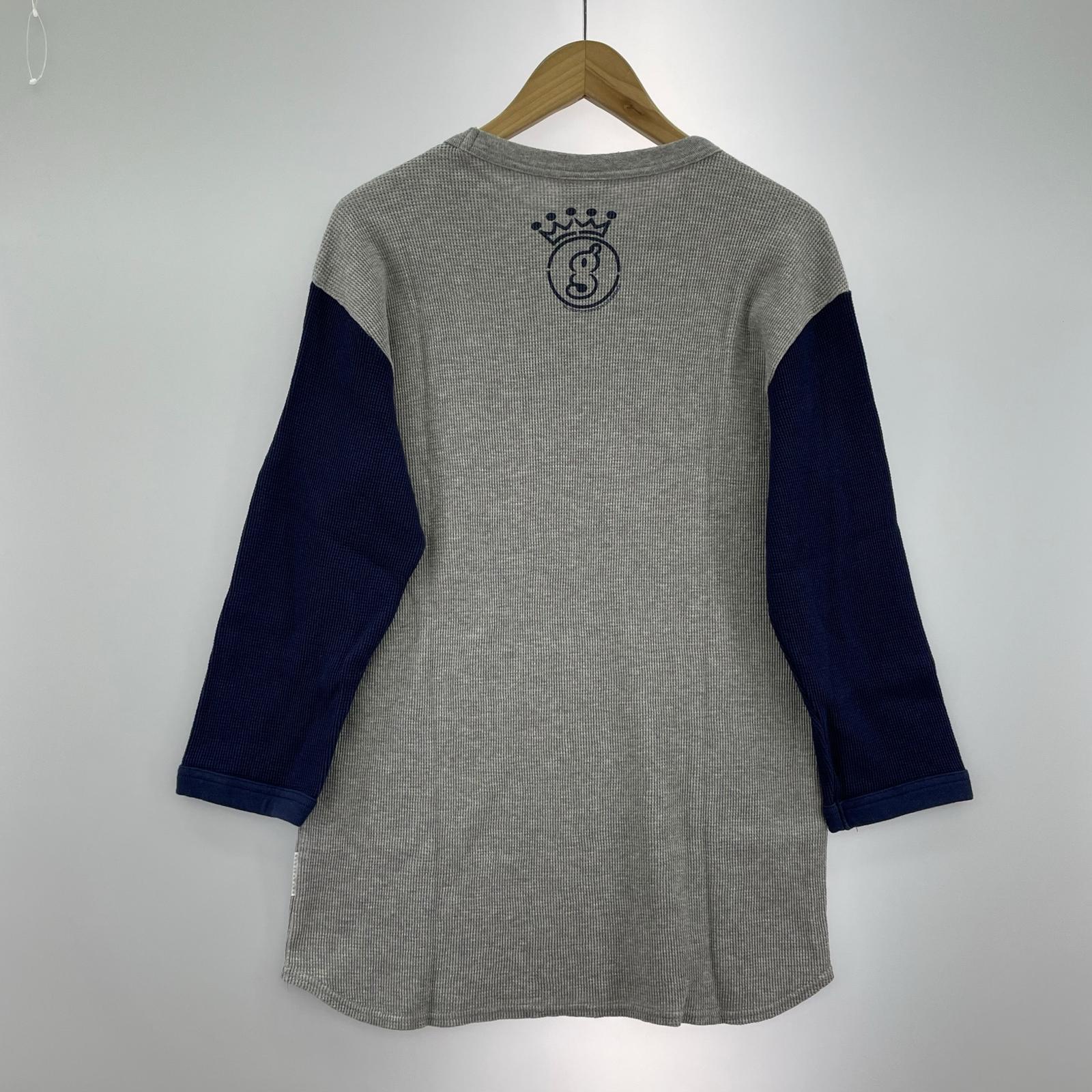 長袖Tシャツ GOODENOUGH 00s GDEH サークルロゴ 2トーン サーマルカットソー L グレー×ネイビー L