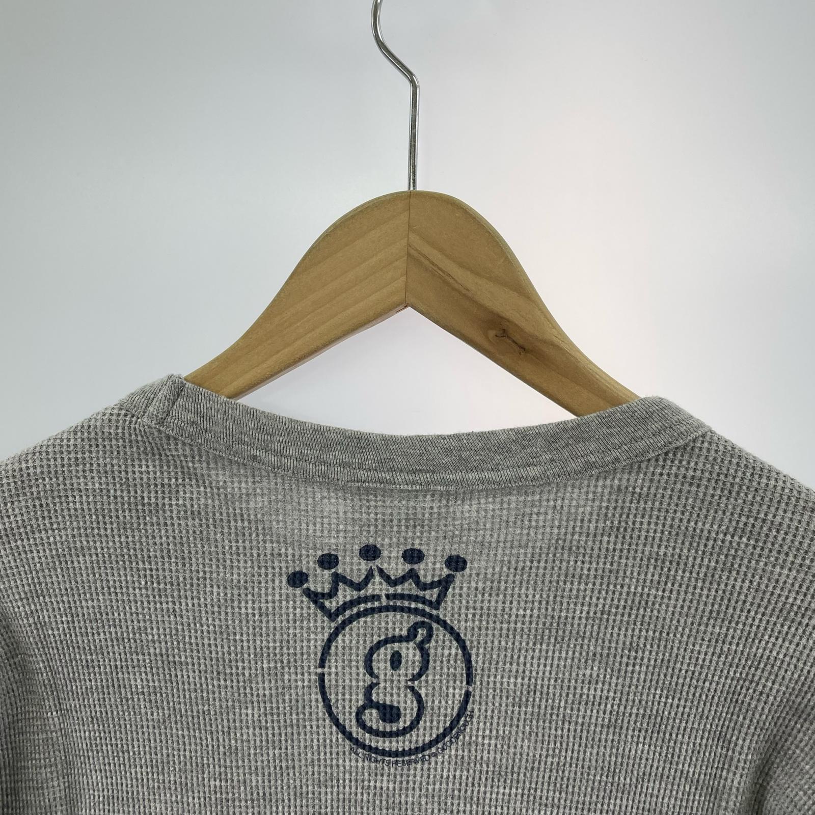 長袖Tシャツ GOODENOUGH 00s GDEH サークルロゴ 2トーン サーマルカットソー L グレー×ネイビー L