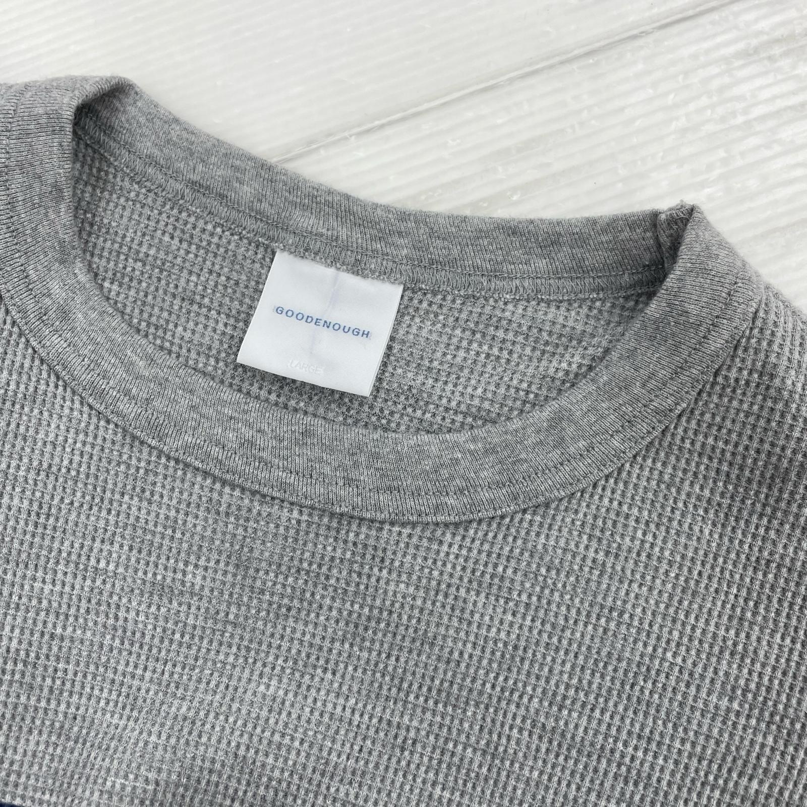 長袖Tシャツ GOODENOUGH 00s GDEH サークルロゴ 2トーン サーマルカットソー L グレー×ネイビー L