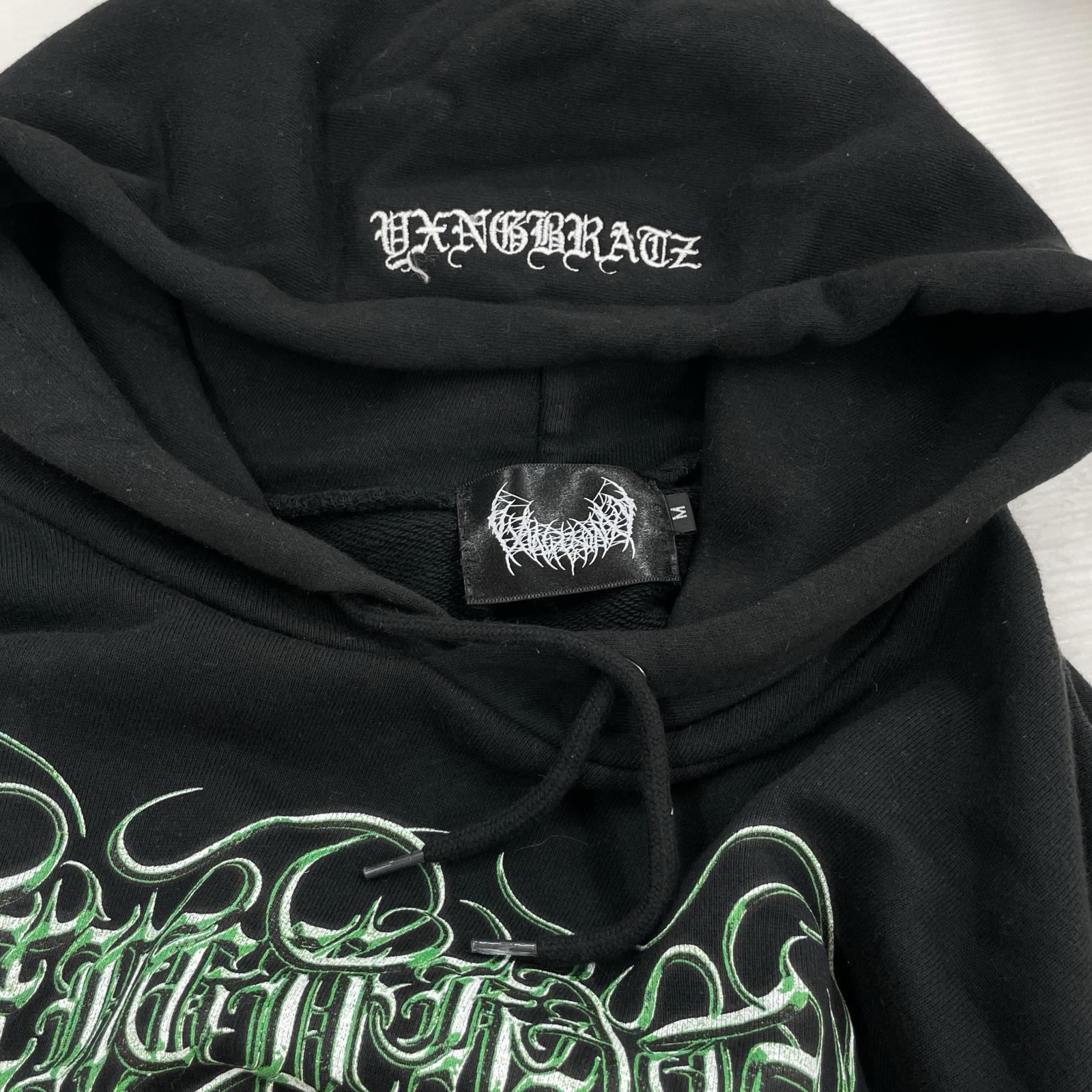 パーカー yxngbratz Medusa hoodie green M ブラック