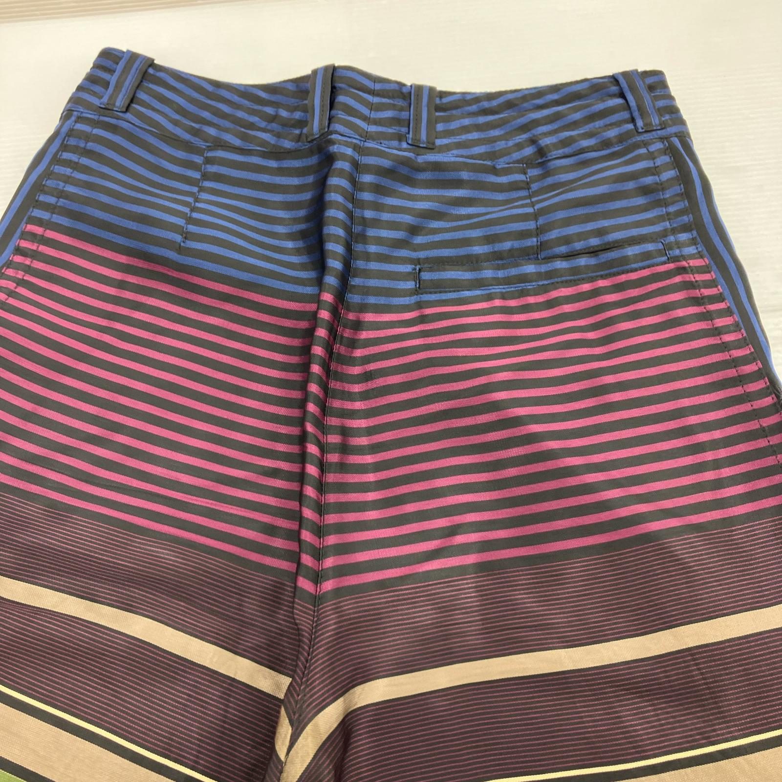 ショートパンツ ボーダーワイドショーツ マルチカラー 34 マルチカラー