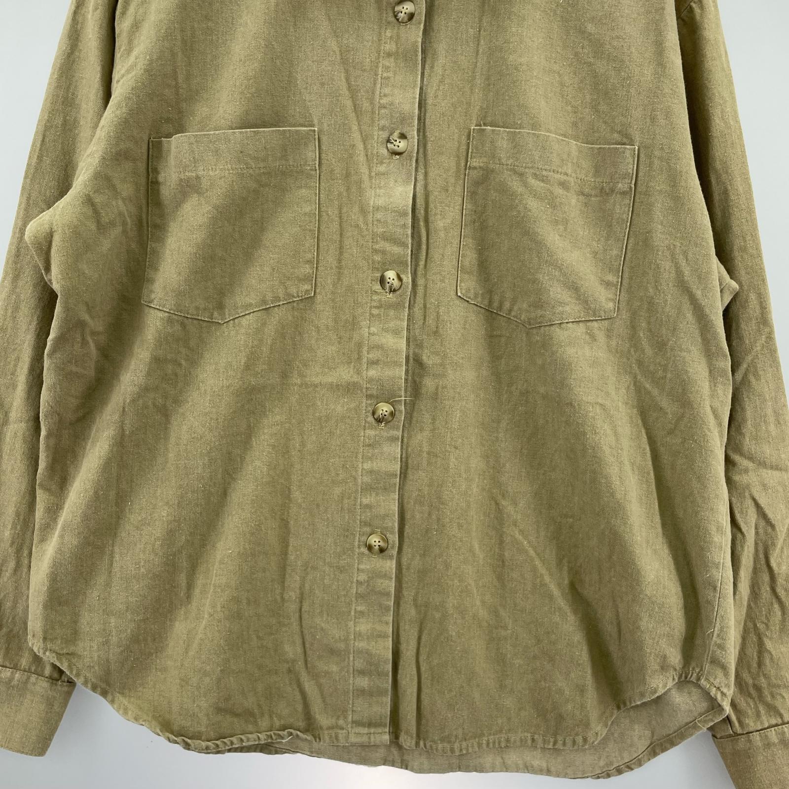 長袖シャツ KHK シャツ M カーキ