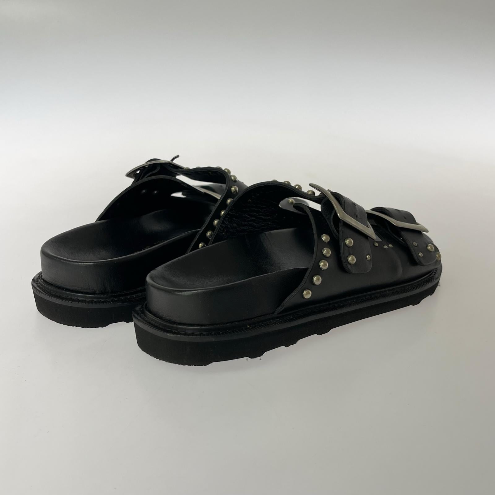 サンダル CANINADO×HTC DOUBLESTRAP SANDAL スタッズ サンダル 黒 ブラック