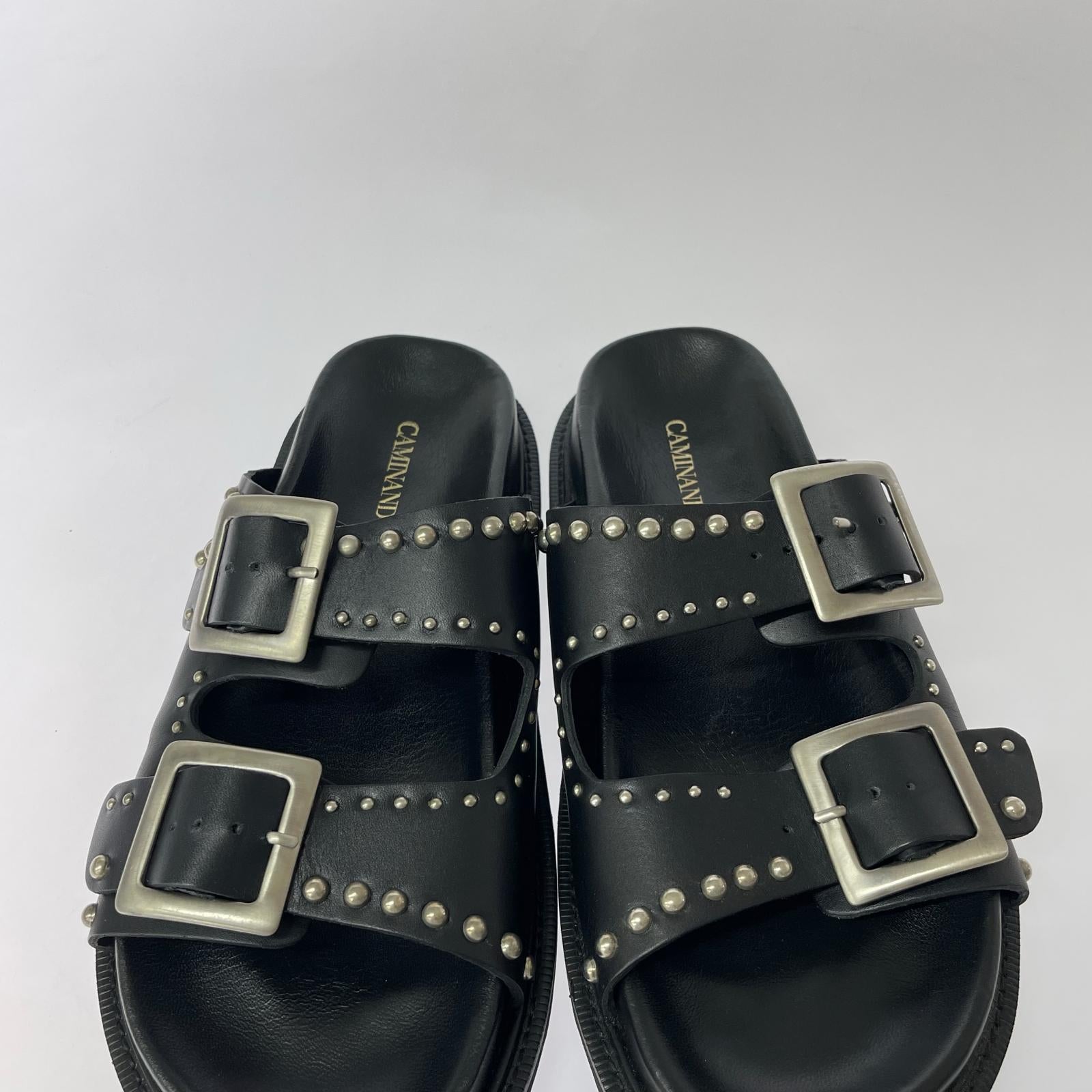 サンダル CANINADO×HTC DOUBLESTRAP SANDAL スタッズ サンダル 黒 ブラック