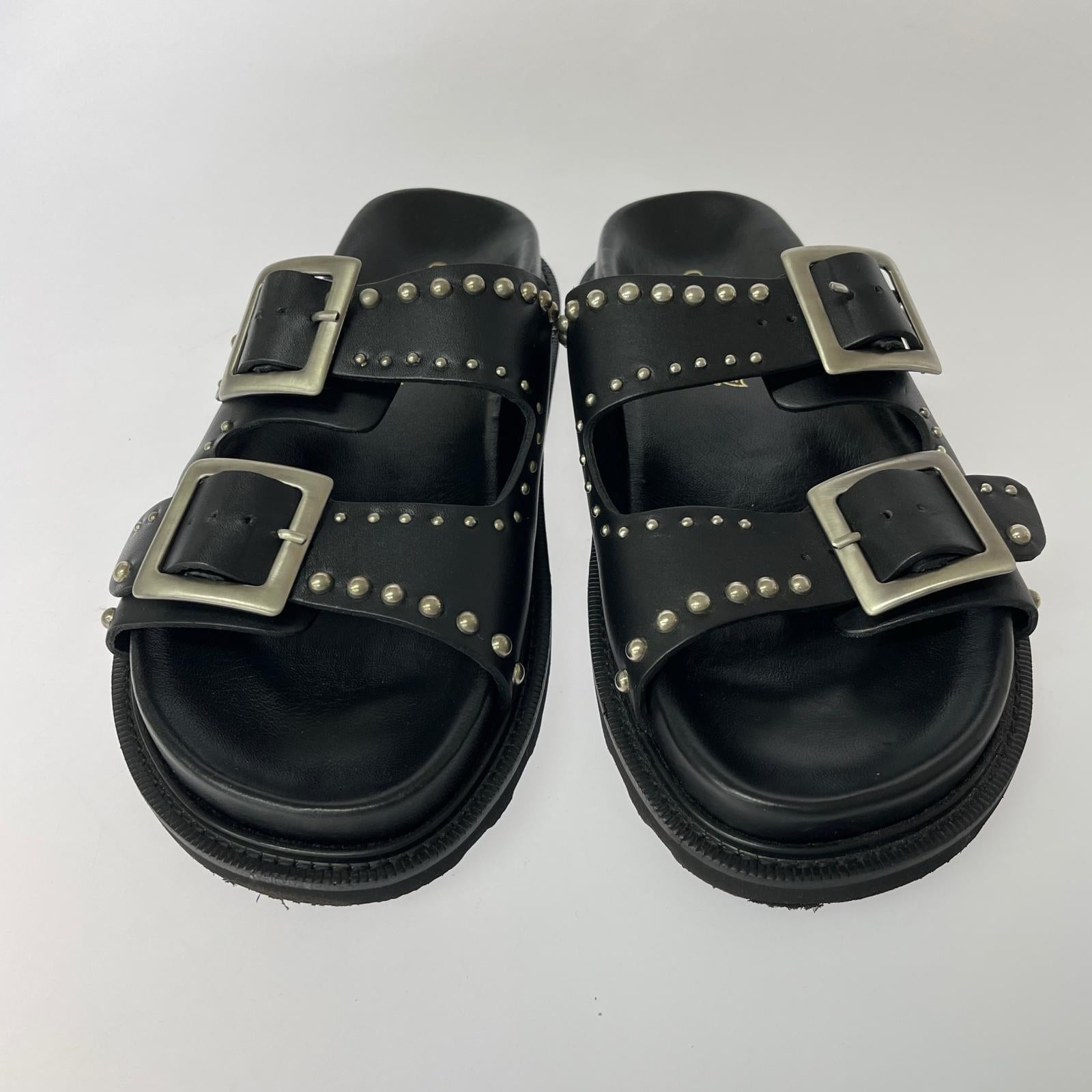 サンダル CANINADO×HTC DOUBLESTRAP SANDAL スタッズ サンダル 黒 ブラック