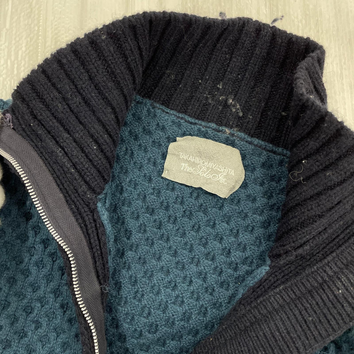 ニット フルジップニットジャケット BLU S ネイビー