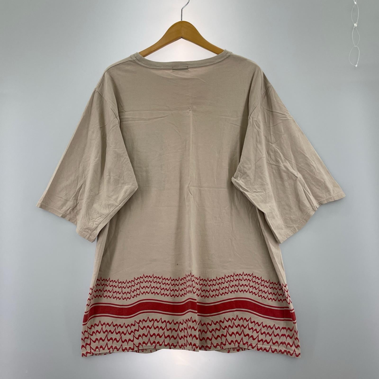 半袖Tシャツ 裾アフガンプリント Languid PK TEE 2 BEG 2 ベージュ