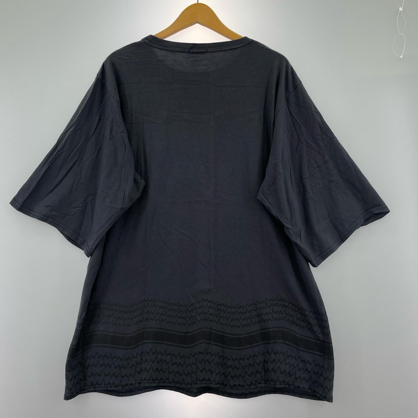 半袖Tシャツ 裾アフガンプリント Languid PK TEE 2 BLK 2 ブラック