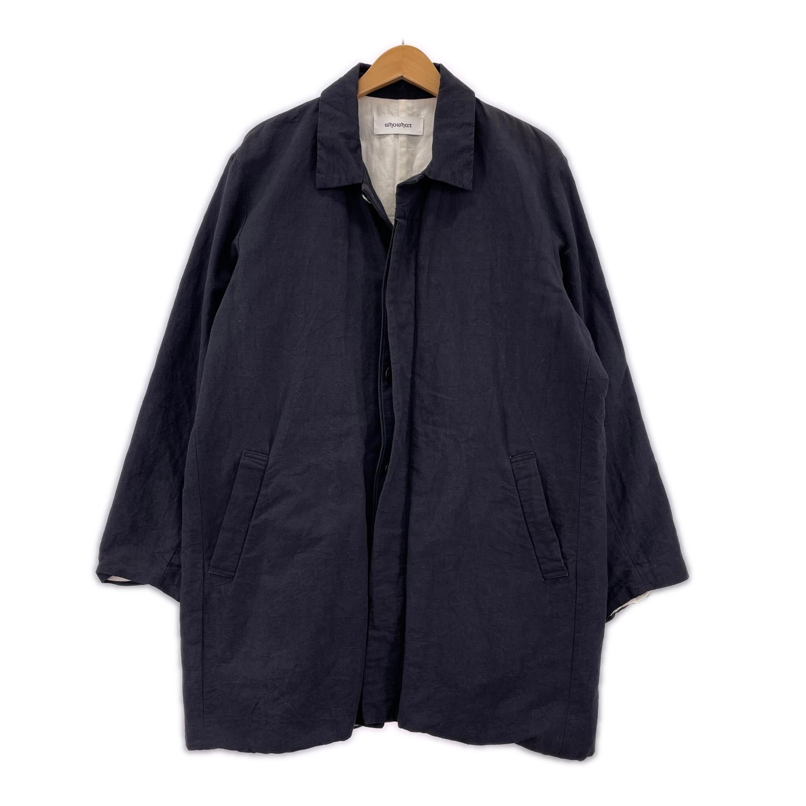 ジャケット リネン混 ステンカラージャケット 紺 (M) M ネイビー