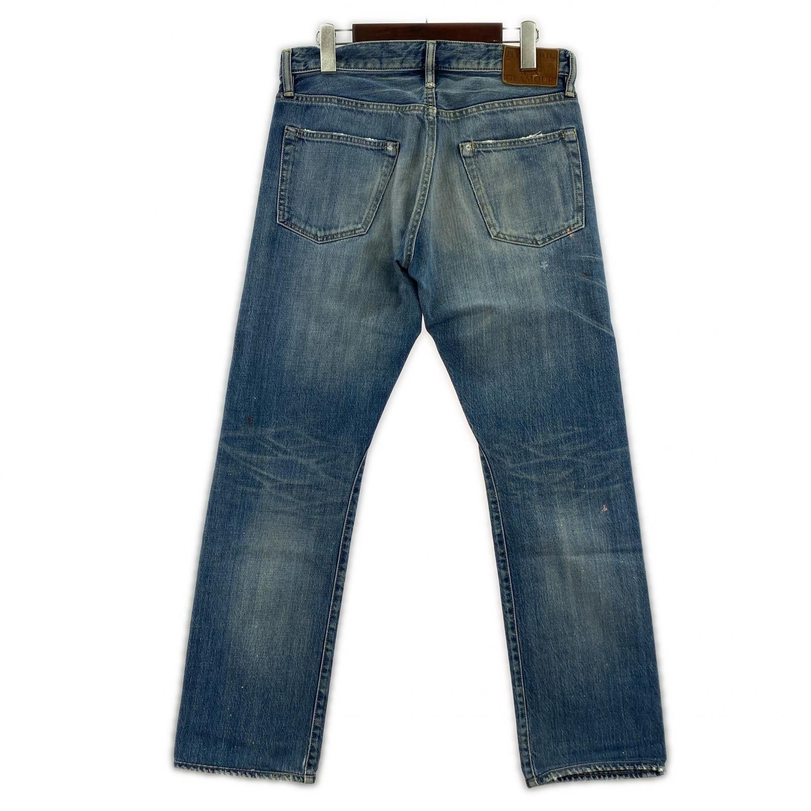 デニムパンツ HYSTERIC GLAMOUR PF加工 ダメージ加工 スタッズデニムパンツ 30 0231AP02 30 ブルー