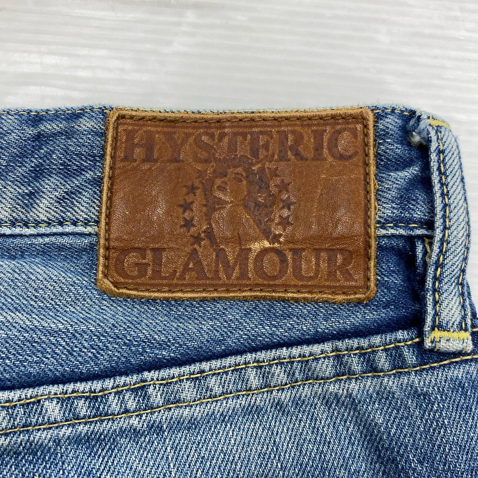 デニムパンツ HYSTERIC GLAMOUR PF加工 ダメージ加工 スタッズデニムパンツ 30 0231AP02 30 ブルー