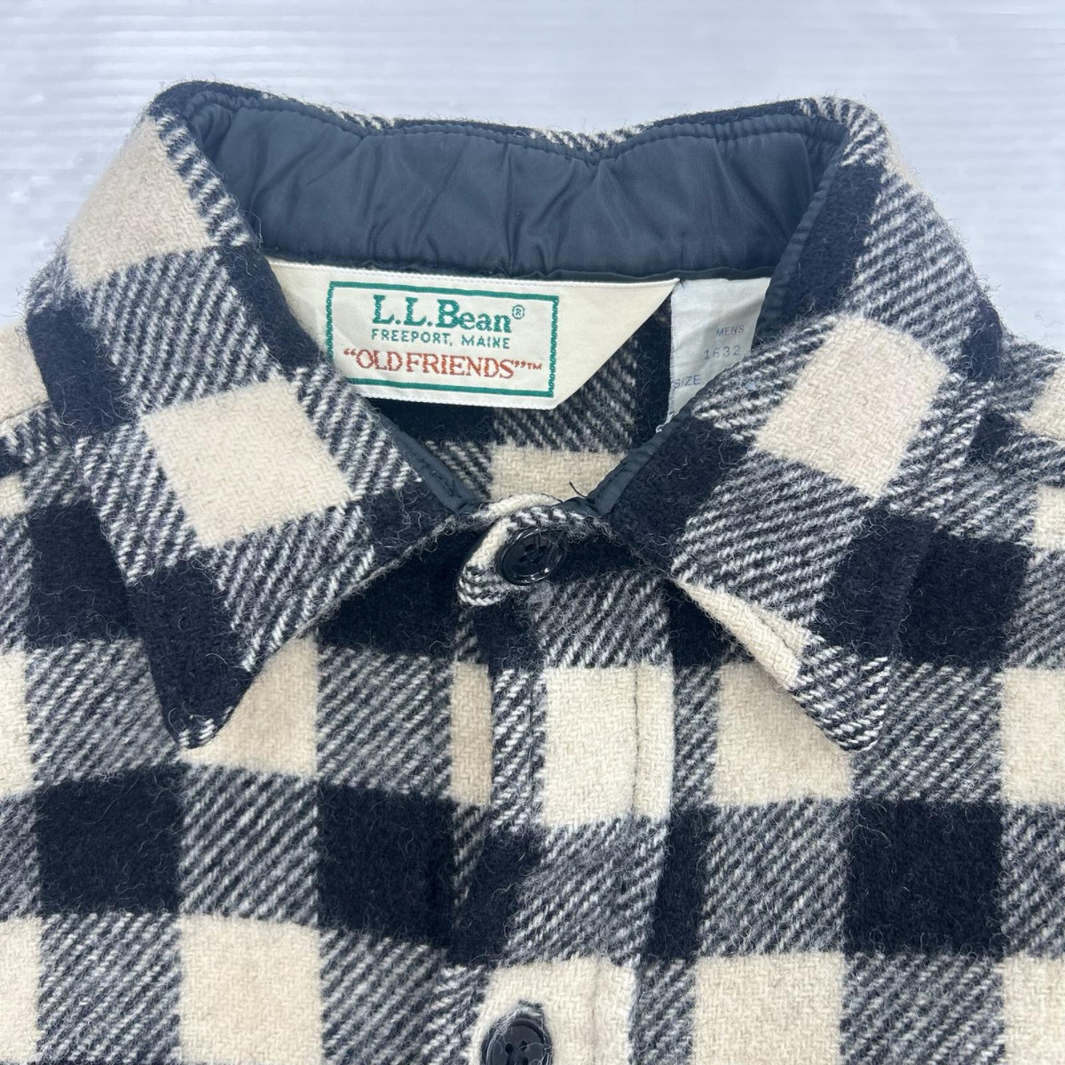 長袖シャツ L.L.Bean OLD FRIENDS バッファーローチェック ウールシャツジャケット M ホワイト×ブラック M ブラック