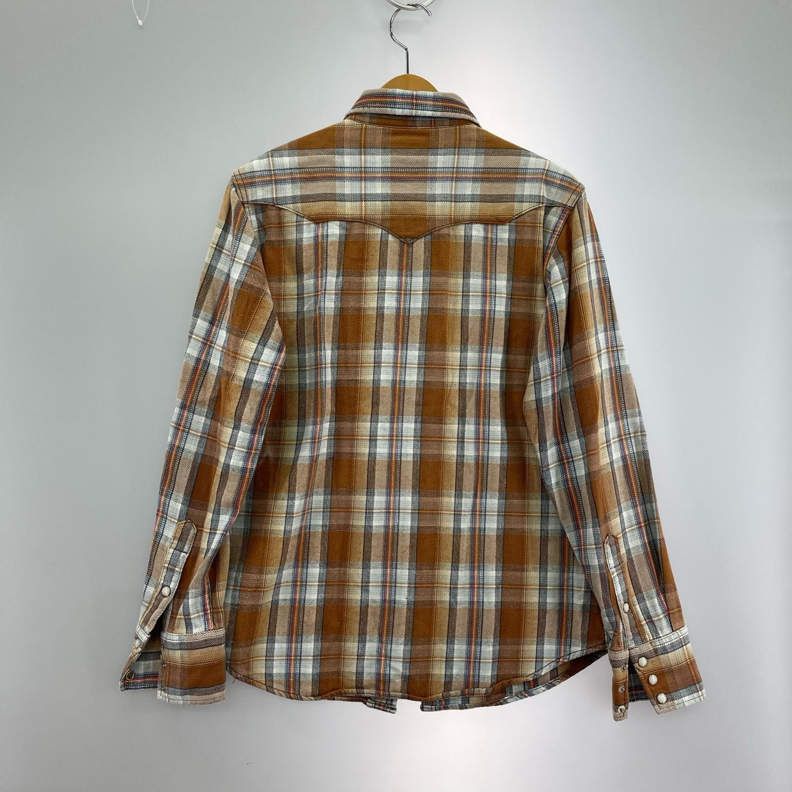 長袖シャツ 70S~ Wrangler ウエスタンシャツ チェック ブラウン (M) M ブラウン