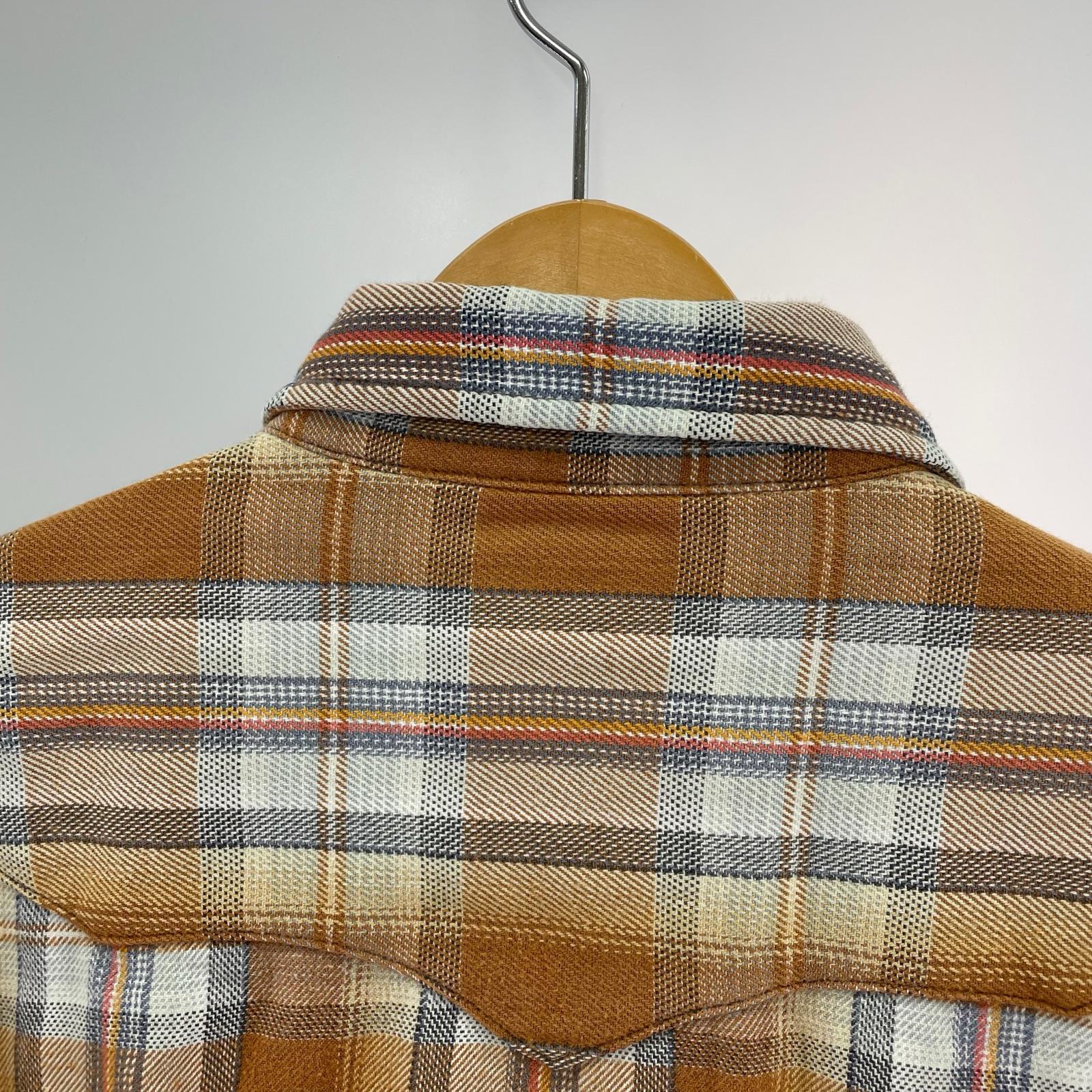 長袖シャツ 70S~ Wrangler ウエスタンシャツ チェック ブラウン (M) M ブラウン