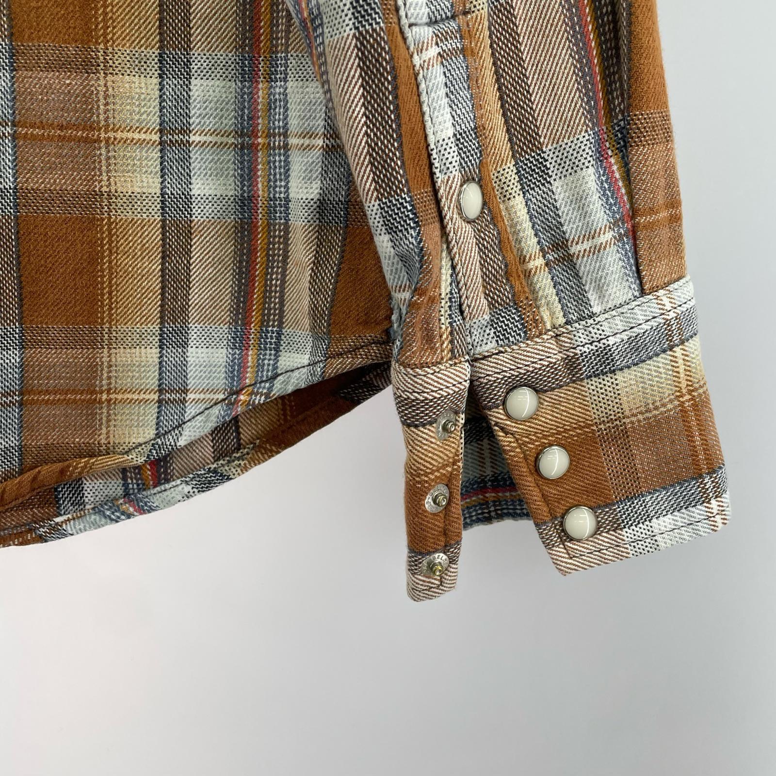 長袖シャツ 70S~ Wrangler ウエスタンシャツ チェック ブラウン (M) M ブラウン