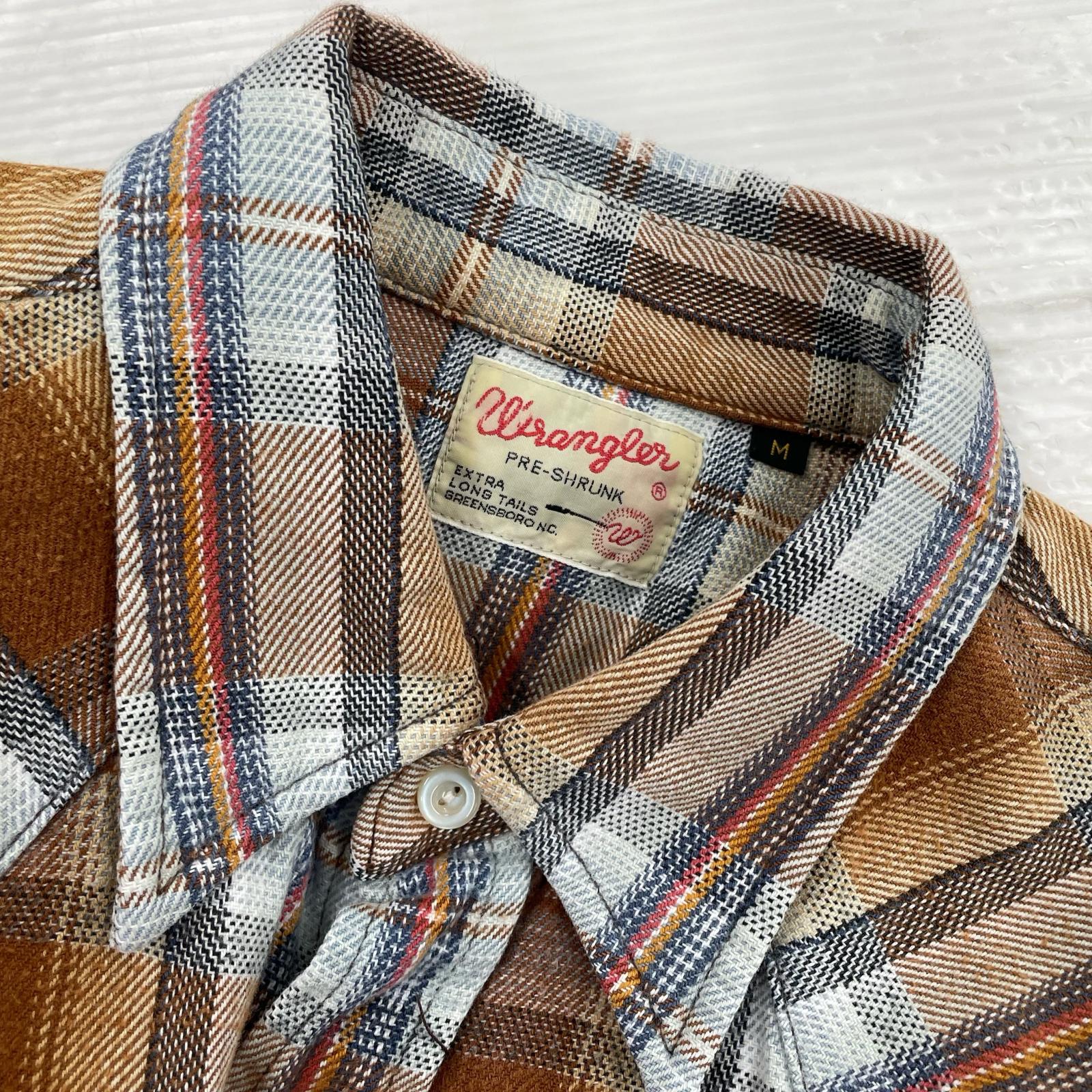 長袖シャツ 70S~ Wrangler ウエスタンシャツ チェック ブラウン (M) M ブラウン
