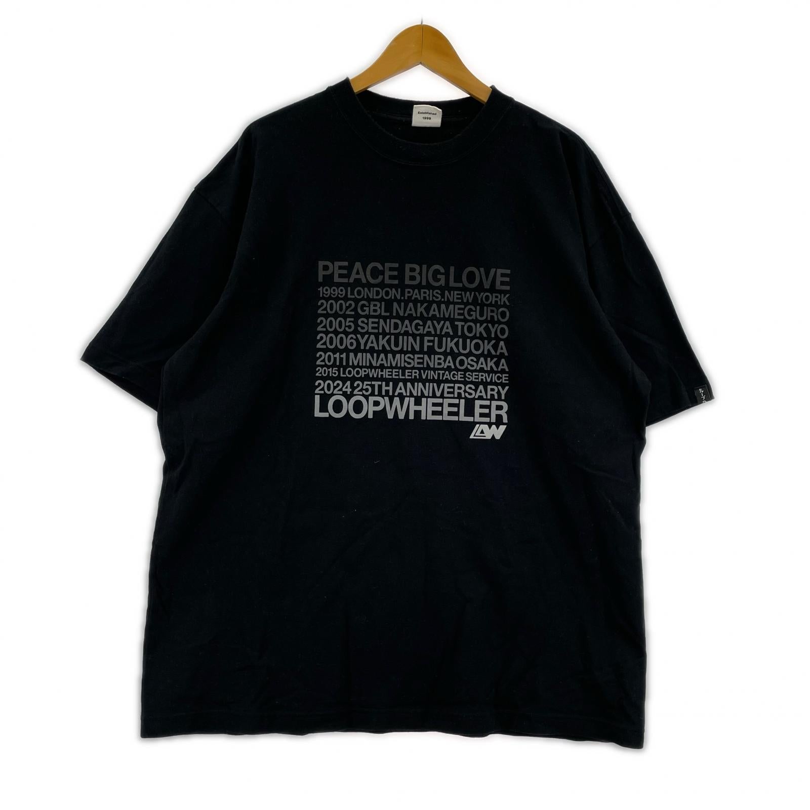 半袖Tシャツ 25周年記念 PEACE BIG LOVE 黒 (L) L ブラック