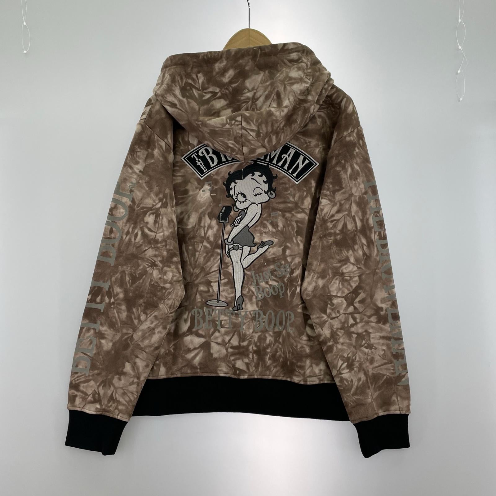 パーカー The BRAVE-MAN × BETTY BOOP ダイダイ柄 L L ブラウン