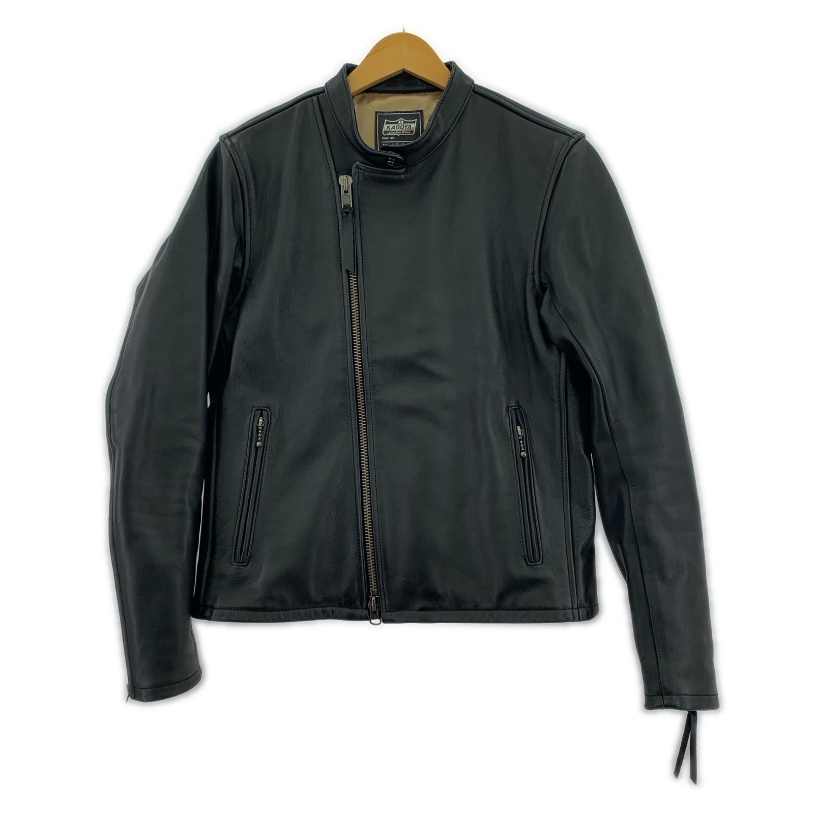 レザージャケット KADOYA シングルライダース レザージャケット SIZE:L L ブラック