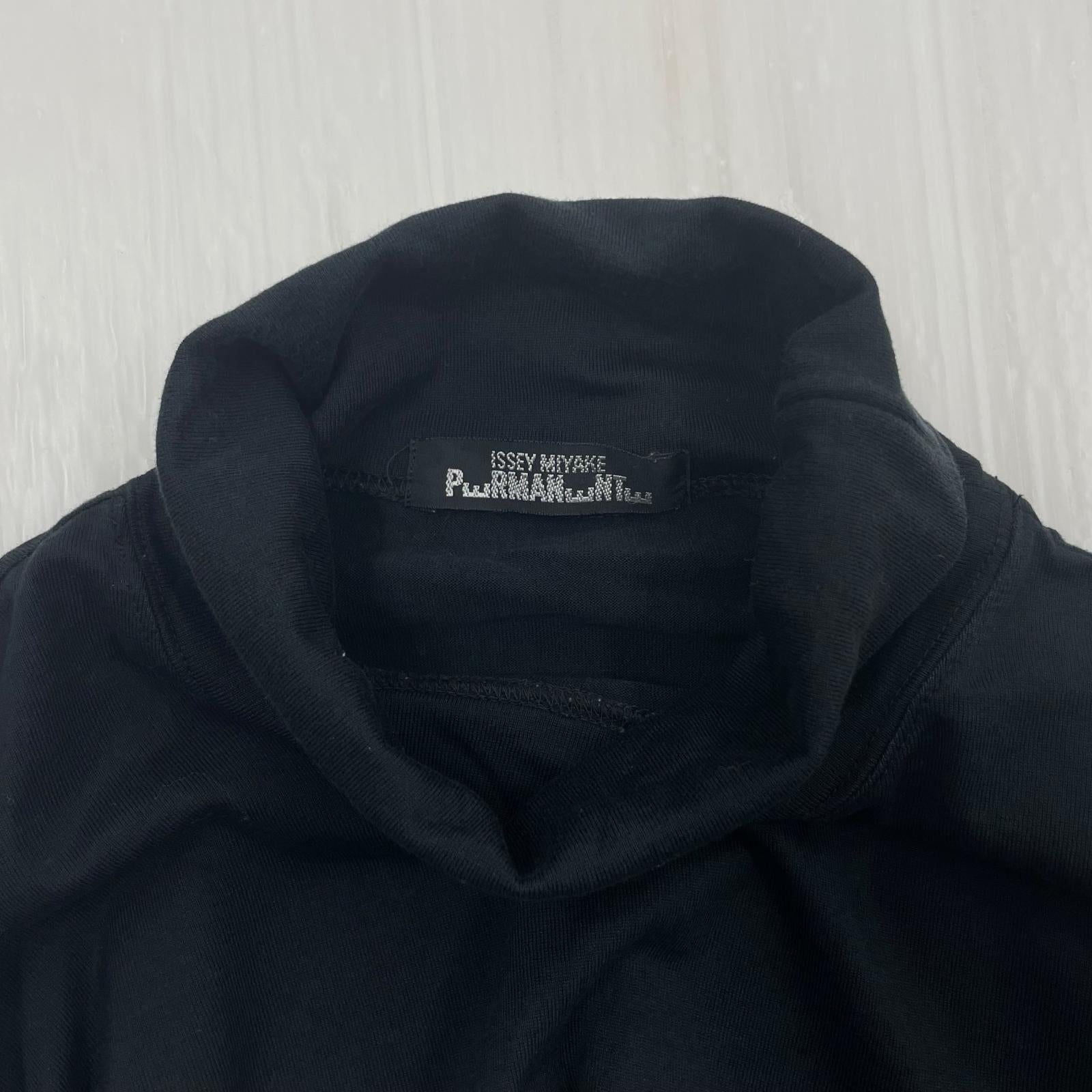 長袖Tシャツ ISSEY MIYAKE PERMANENTE サイドスリット タートルネックカットソー M ブラック M ブラック