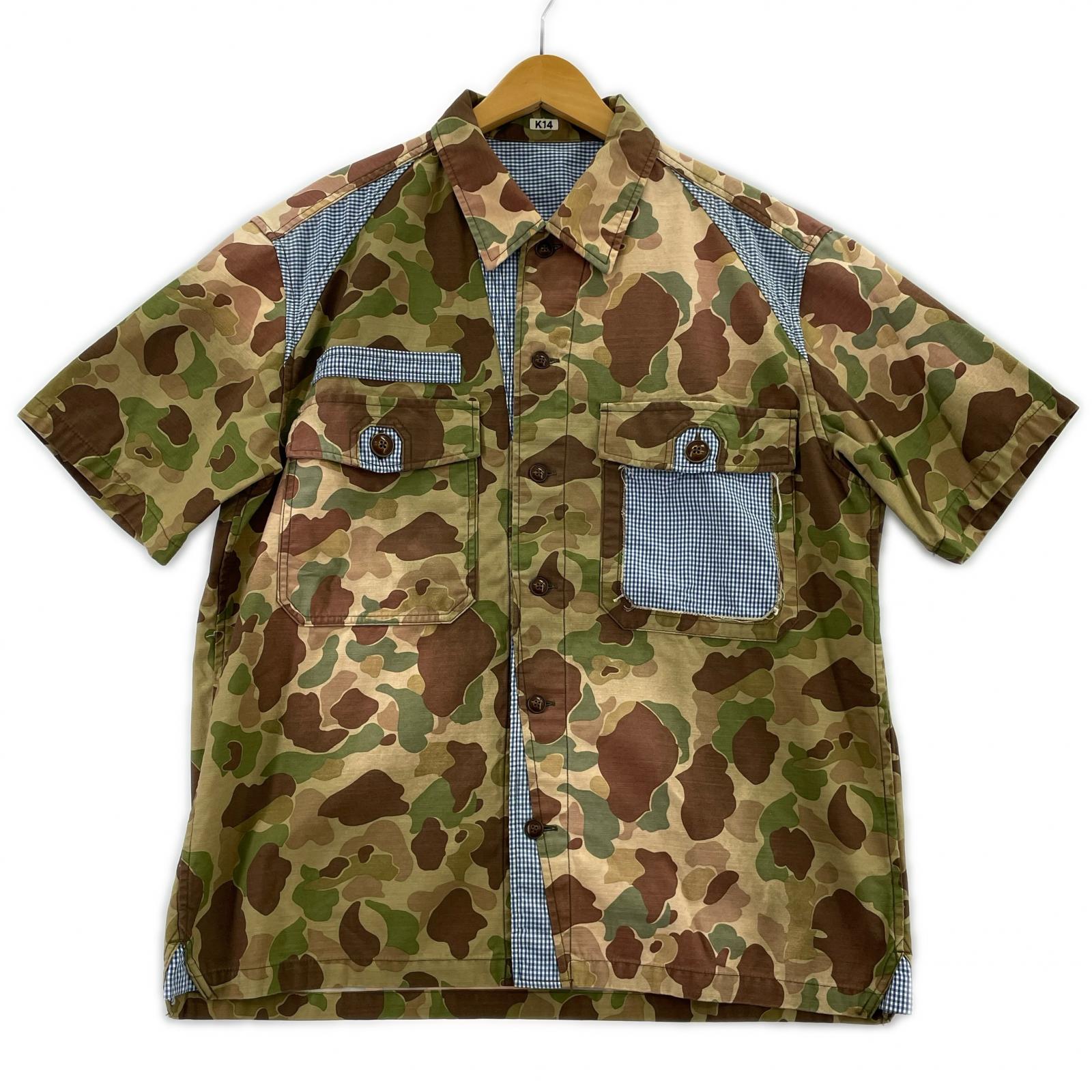 半袖シャツ KHOKI 26SS PATCWORKED CAMO SHIRT 2 カモフラ×ギンガムチェック