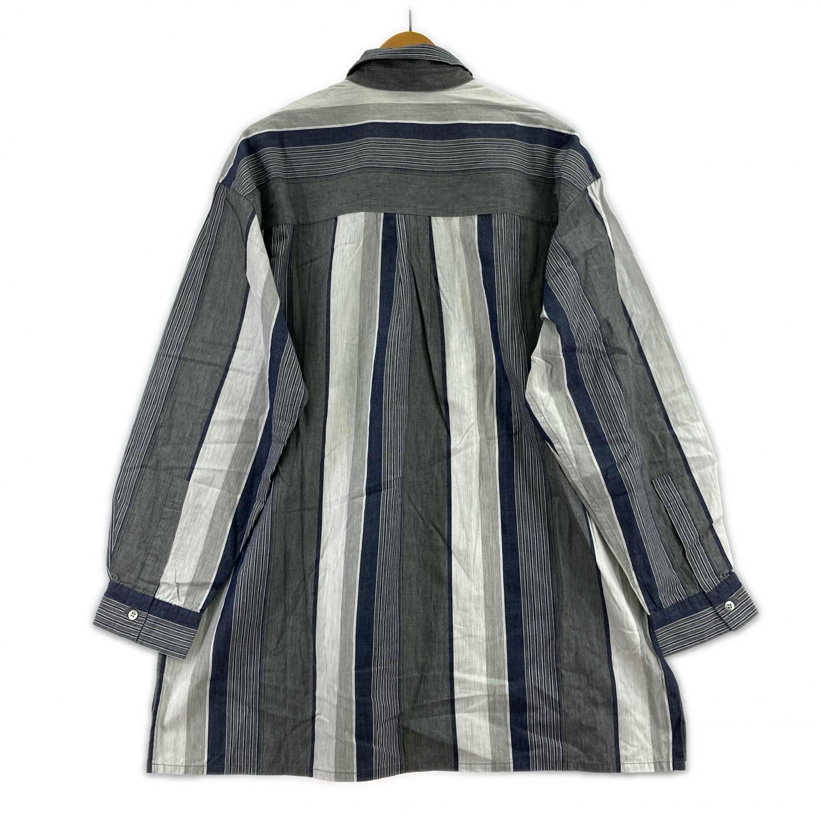 長袖シャツ ISSEY MIYAKE HAI SPORTING GEAR ストライプシャツ M 紺 M グレー