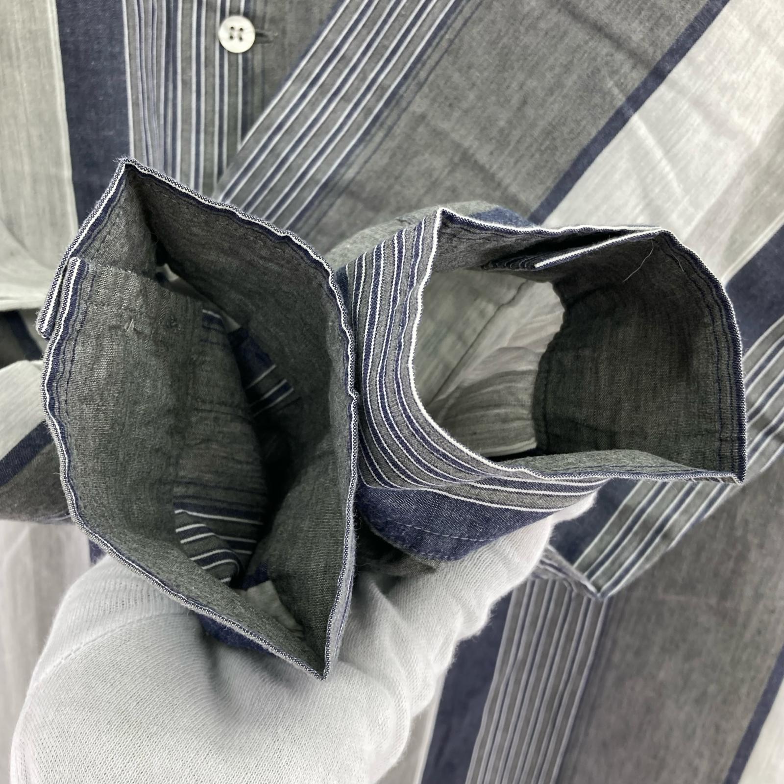 長袖シャツ ISSEY MIYAKE HAI SPORTING GEAR ストライプシャツ M 紺 M グレー