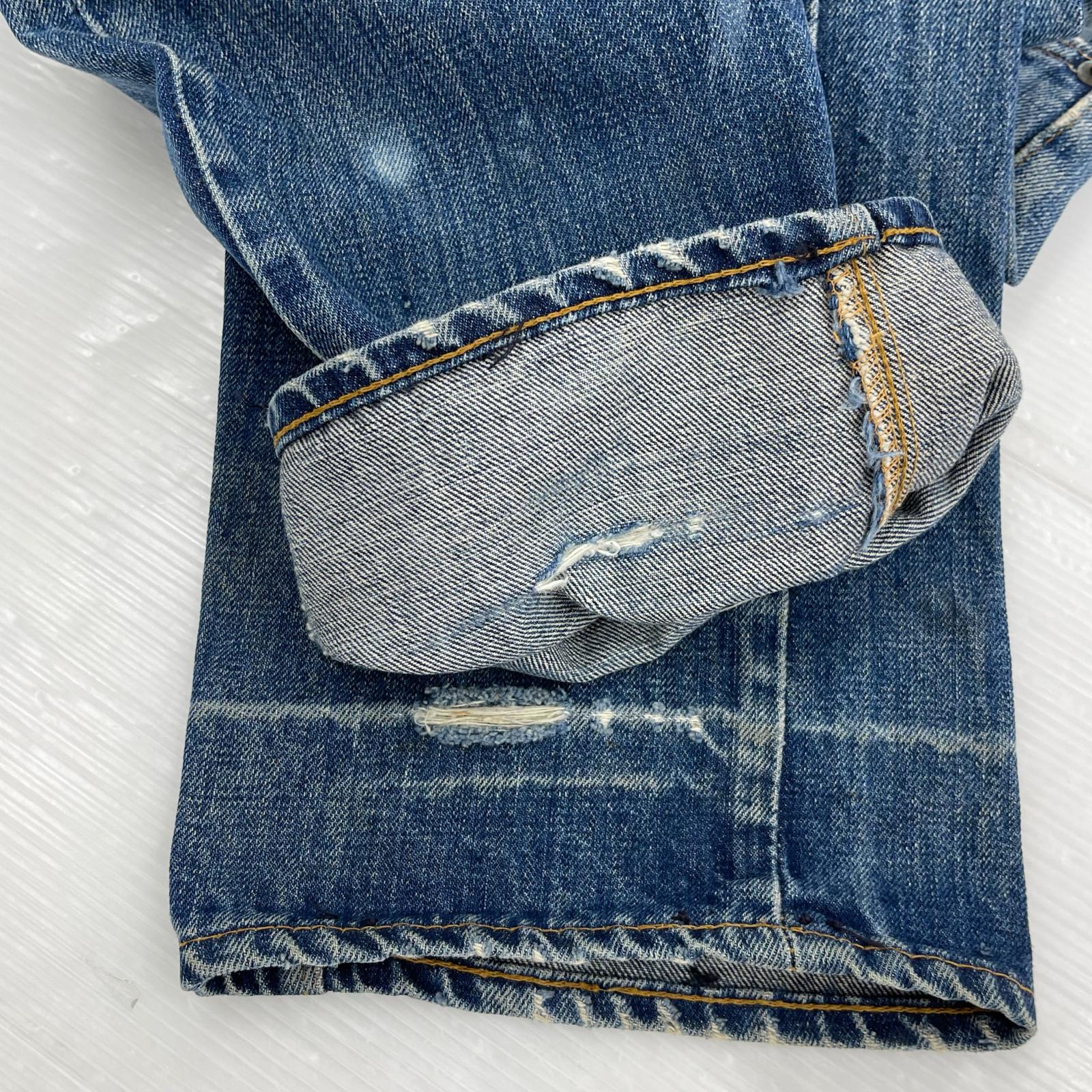 デニムパンツ 70s 505 66前期 襤褸 刻印5 42TALON ネイビー