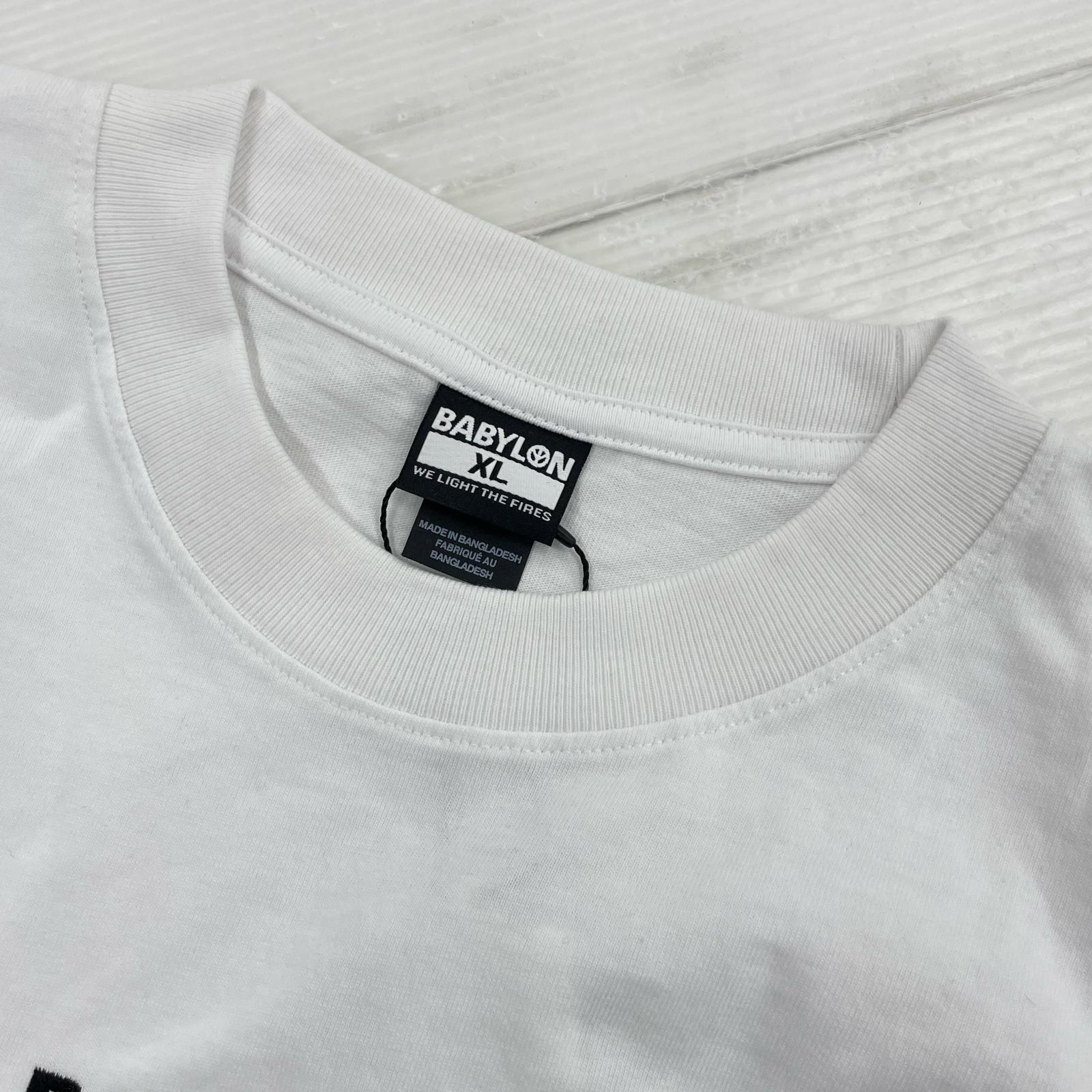 長袖Tシャツ BABYLON/ロゴ刺繍/白 ホワイト