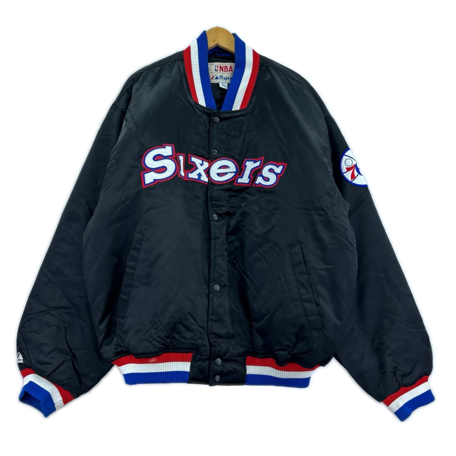 ブルゾン NBA majestic SIXERS ナイロンスタジャン (XL) ブラック