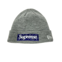 ニットキャップ 19AW Bandana Box Logo New Era Beanie 灰 グレー