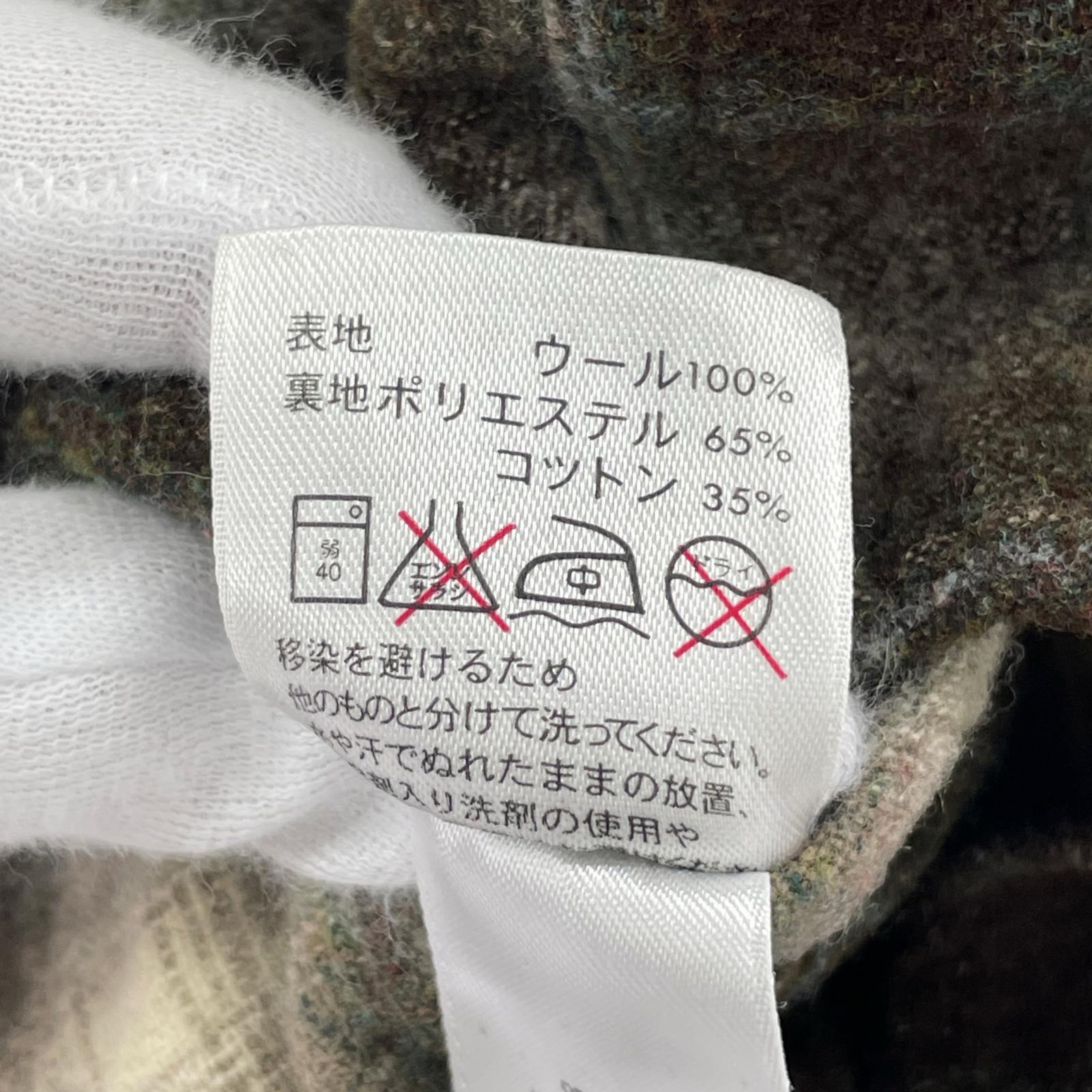 長袖シャツ オンブレチェック ウールシャツ XL 茶 ブラウン