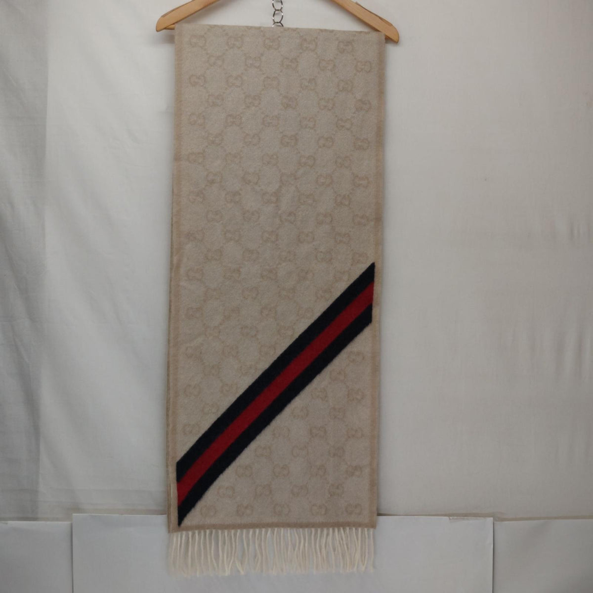 GUCCI マフラー 570603 3GB18 アルパカ混 ウールフリンジマフラー GG柄