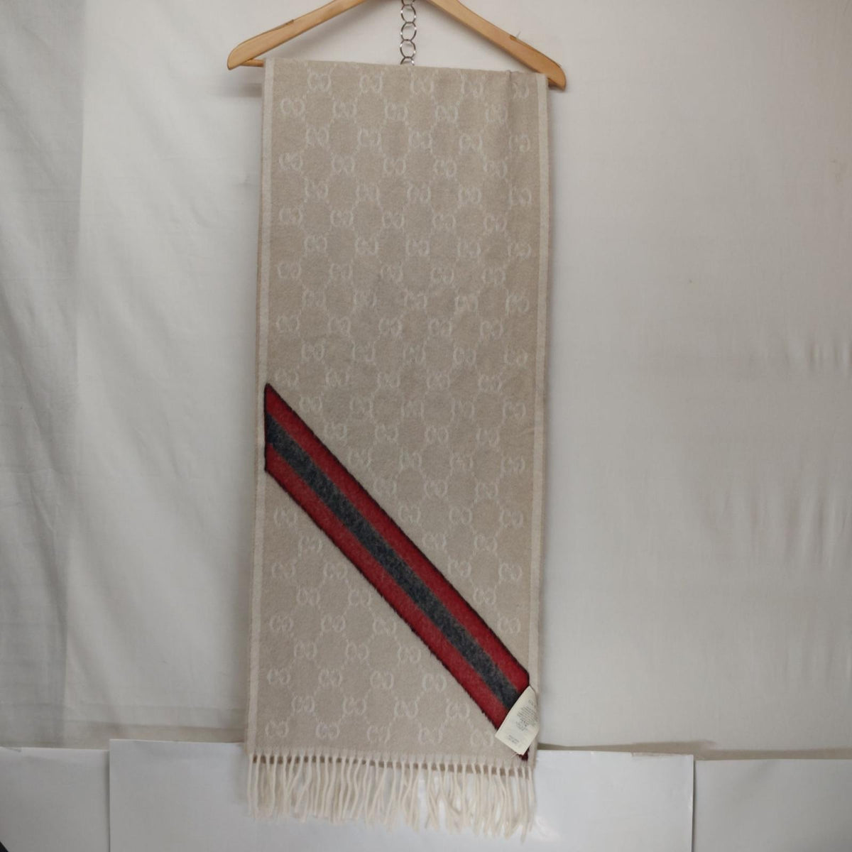 GUCCI マフラー 570603 3GB18 アルパカ混 ウールフリンジマフラー GG柄