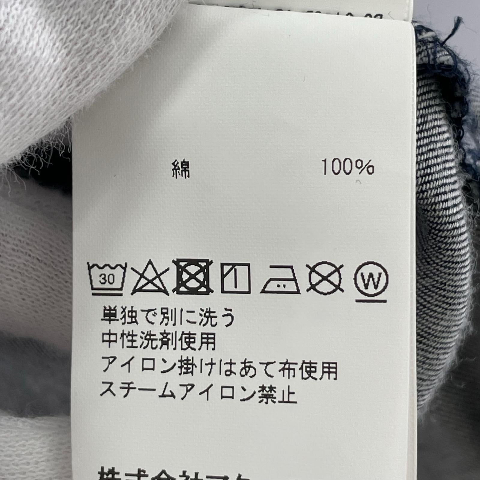 長袖シャツ 5.5oz DENIM ONEWASH BAND COLLAR SHIRT 1 ネイビー