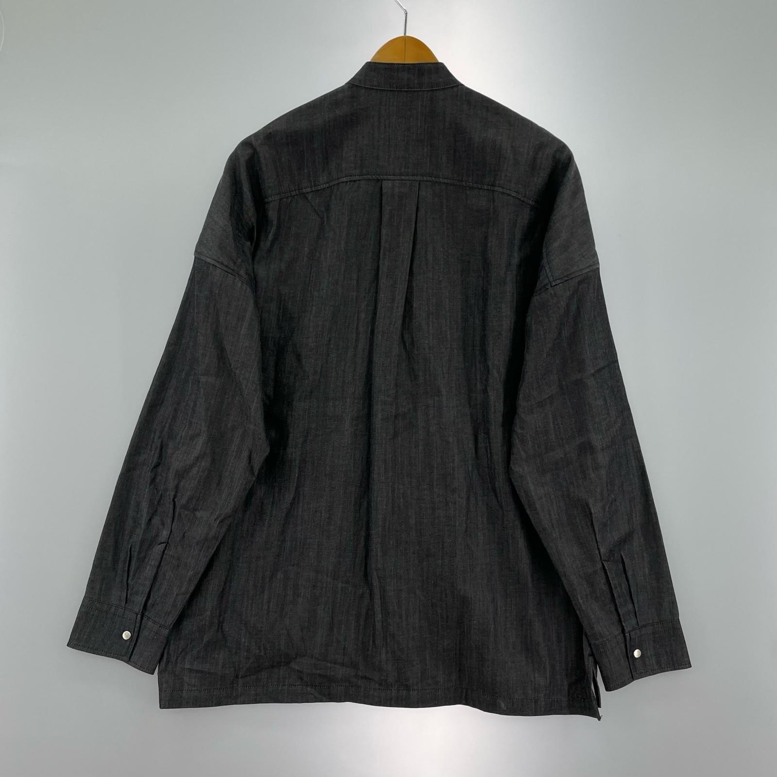 長袖シャツ 5.5oz DENIM ONEWASH BAND COLLAR SHIRT 1 ブラック