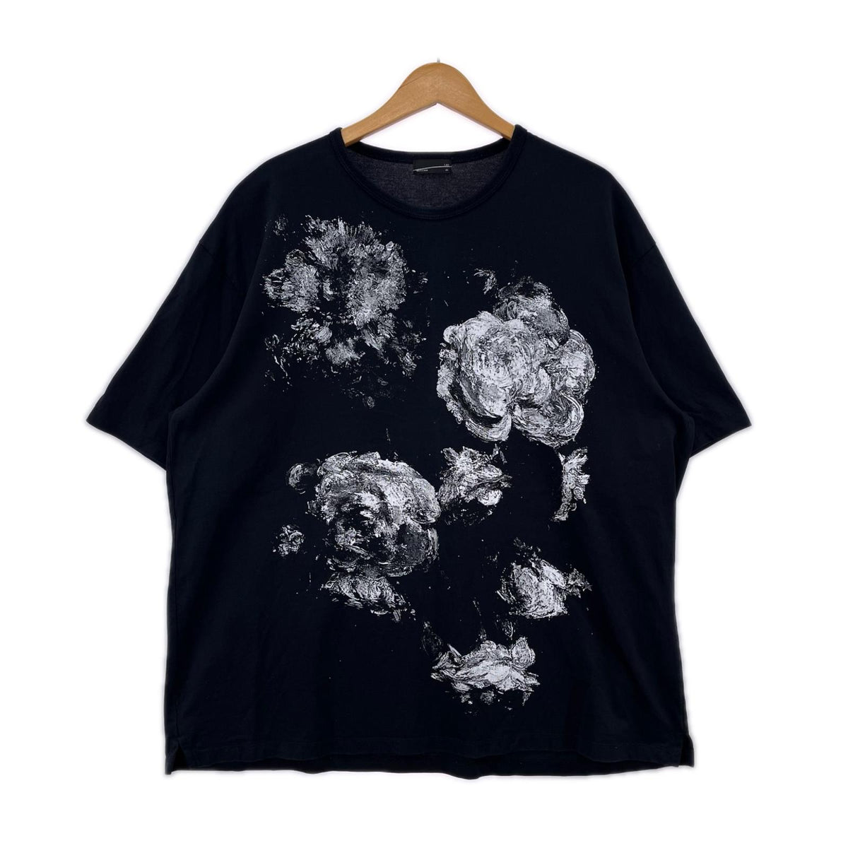 半袖Tシャツ 花柄プリント 46 ブラック