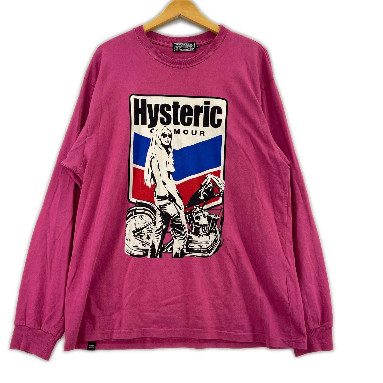 長袖Tシャツ MOTORCYCLE GIRL Tシャツ L ピンク