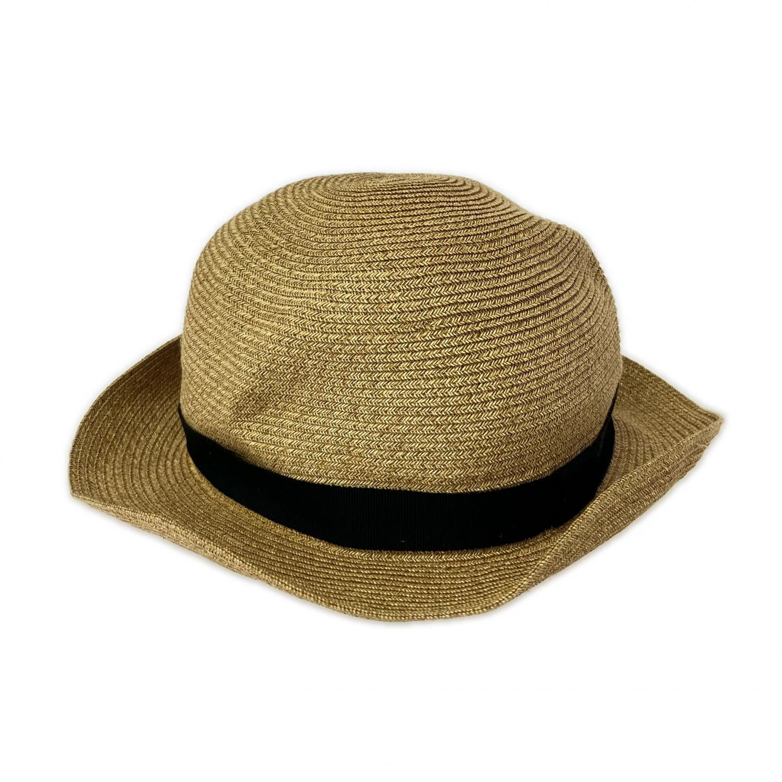 ハット mature ha. BOXED HAT 麦わら帽子 ブラウン