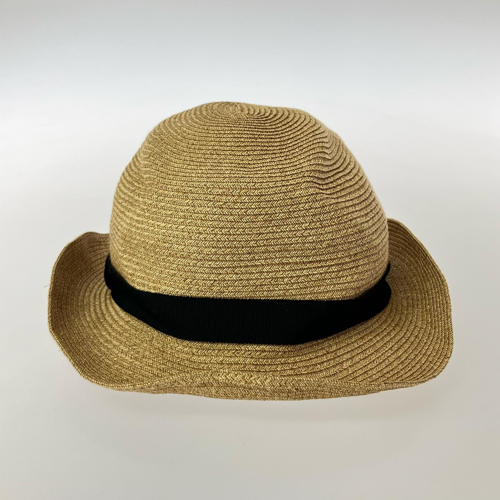 ハット mature ha. BOXED HAT 麦わら帽子 ブラウン