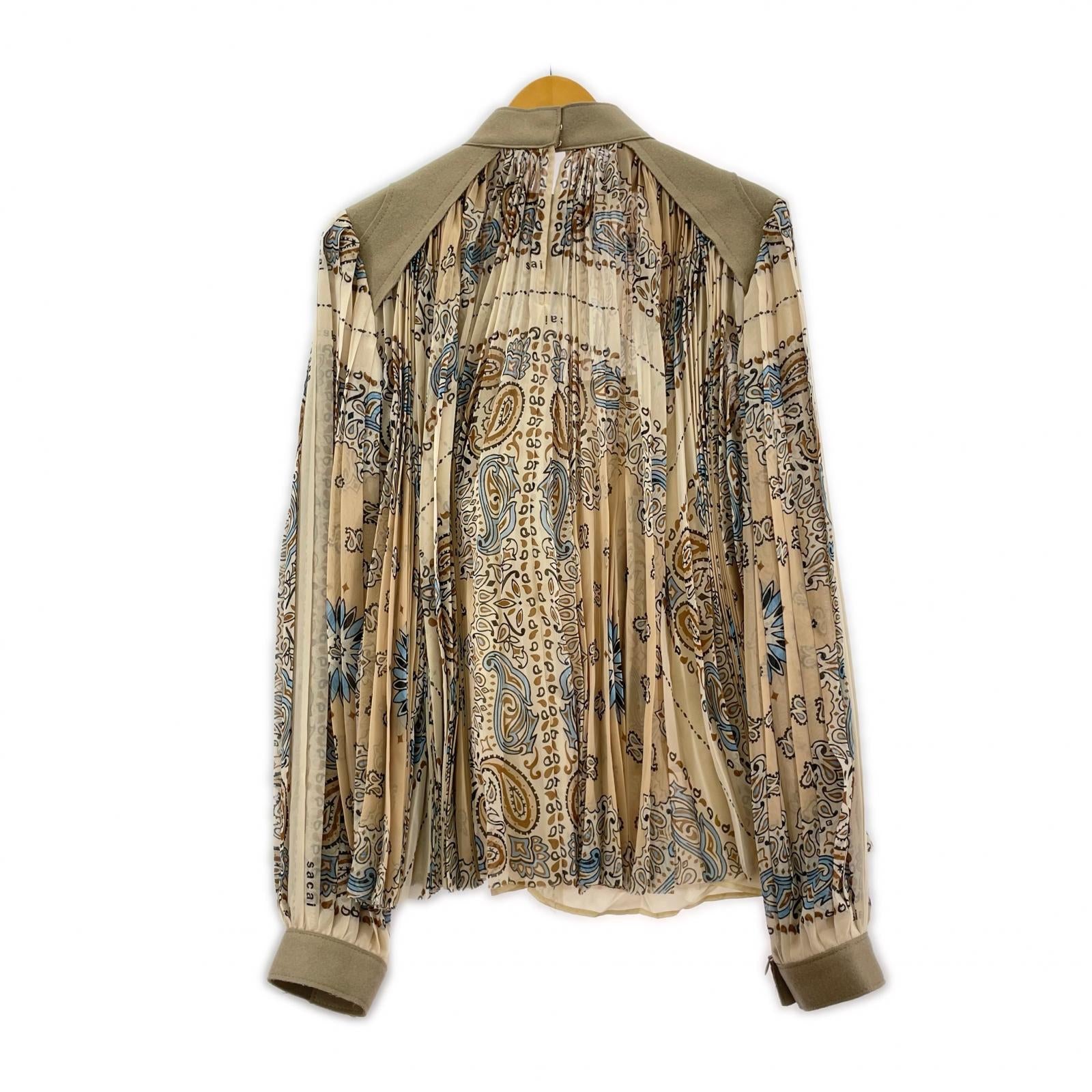 長袖シャツ 23ss バンダナプリントシフォンブラウス 3 3 ベージュ