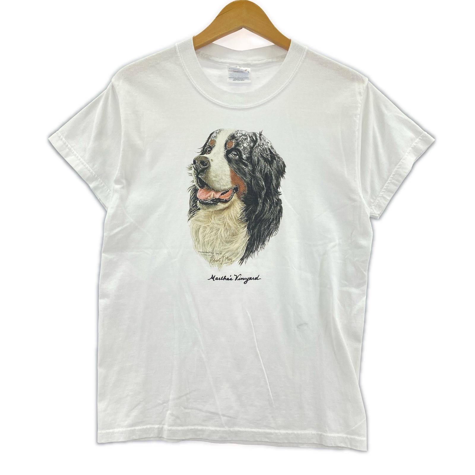 半袖Tシャツ Hanesボディ ドッグプリントTシャツ 白 S ホワイト