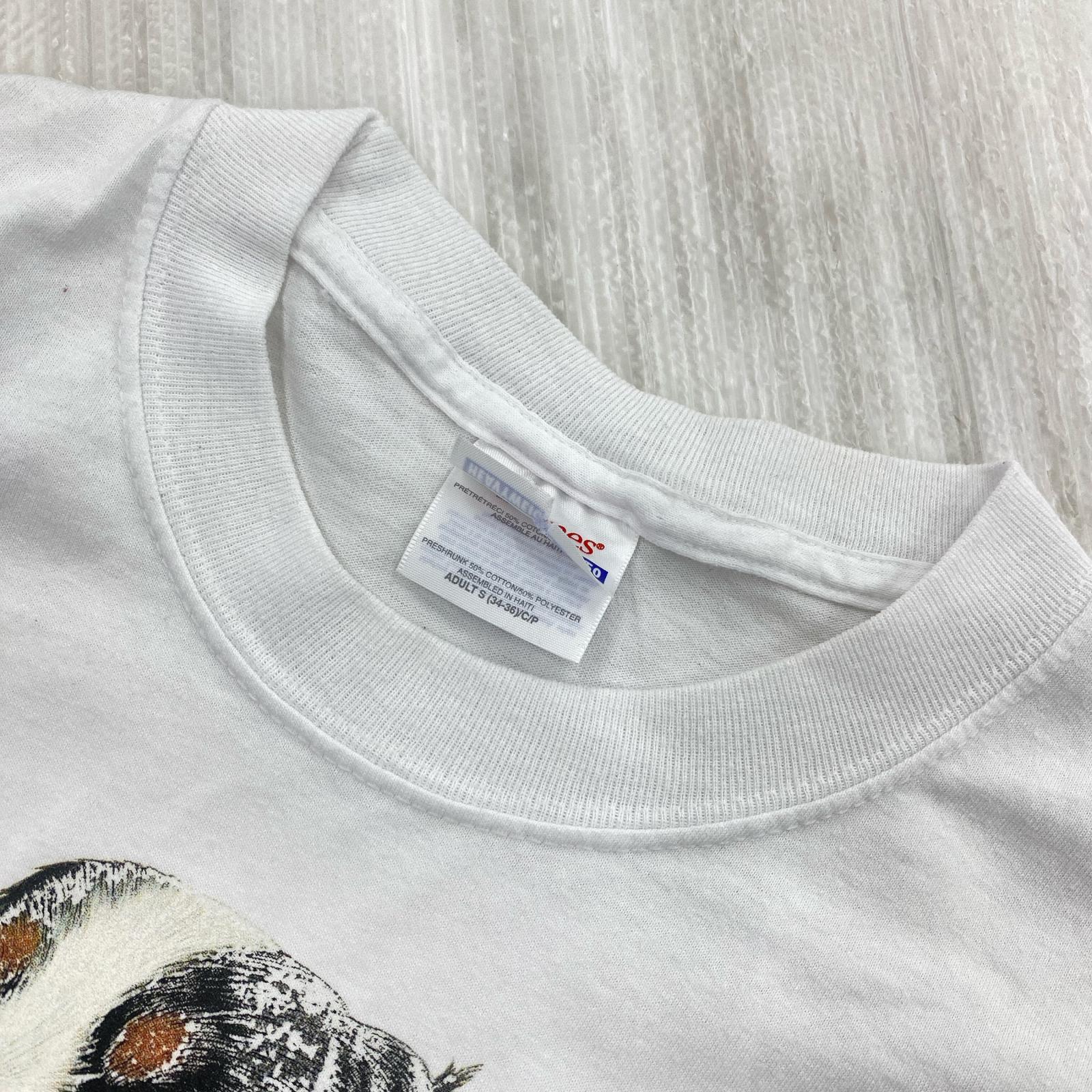 半袖Tシャツ Hanesボディ ドッグプリントTシャツ 白 S ホワイト