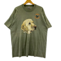 半袖Tシャツ フルーツボディ USA製 90s Newfoundland Dog S/S TEE 白 (XL) グリーン