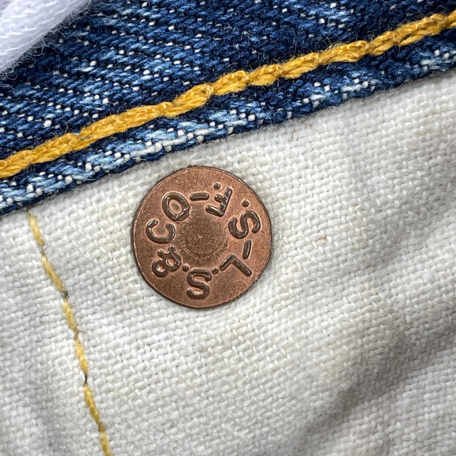 デニムパンツ Levi's 501XX 裏ボタン555 バレンシア製 32 ブルー