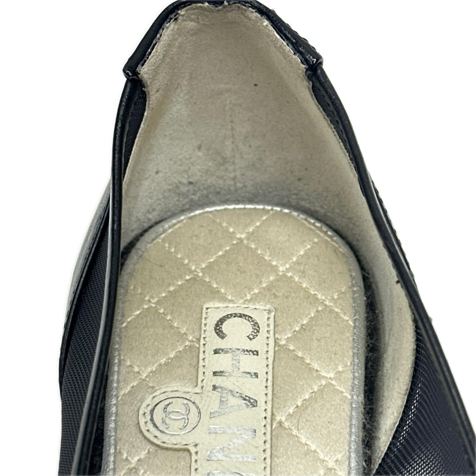 CHANEL メッシュフラットシューズ 黒 (34)